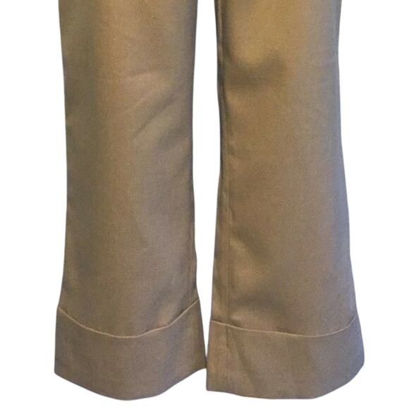 Cache Crop Gold Metallic Pant 3" Wide Waist Self Belt Stretch New $118 NWT - Picture 3 of 8